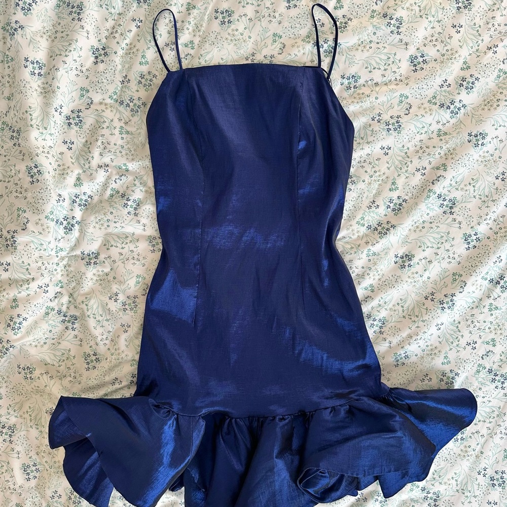 Blue Mini Bardot Dress